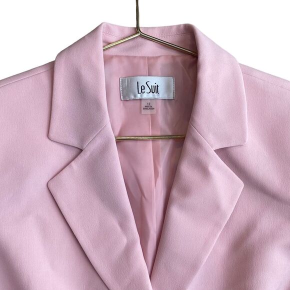 Le Suit Pastel Baby Pink‎ Blazer Womens Size 12 Double Button - Picture 3 of 5